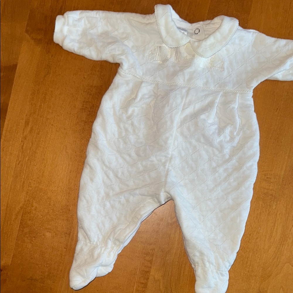 Baby Dior Cozy White Quilted Baby One Piece